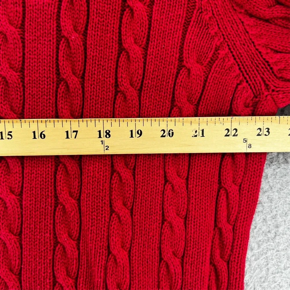 Vintage Y2k Chaps Ralph Lauren Men's‎ Red Cotton Cable Knit Pullover Sweater XL